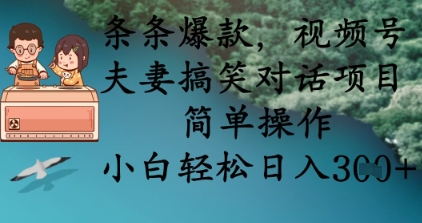 条条爆款,视频号夫妻搞笑对话项目,简单操作,小白轻松日入3张+-轻创资源网