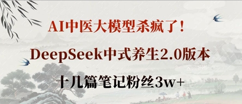 AI中医大模型杀疯了!DeepSeek中式养生2.0版本,十几篇笔记粉丝3w+-轻创资源网