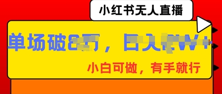 小红书无人直播,纯小白可做,有手就行,单场直播销售额破8w-轻创资源网