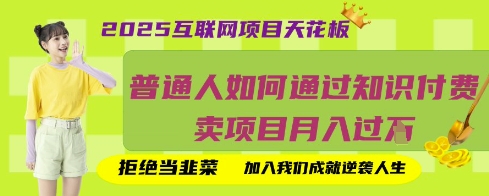 2025互联网项目天花板，普通人如何通过知识付费卖项目月入过W，拒绝当韭菜【揭秘】-轻创资源网