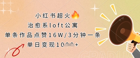 小红书超火的治愈系loft公寓,单条作品点赞16W,3分钟一条,单日变现数张-轻创资源网