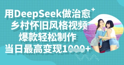 用DeepSeek做治愈乡村怀旧风格视频,爆款轻松制作,当日最高变现多张-轻创资源网